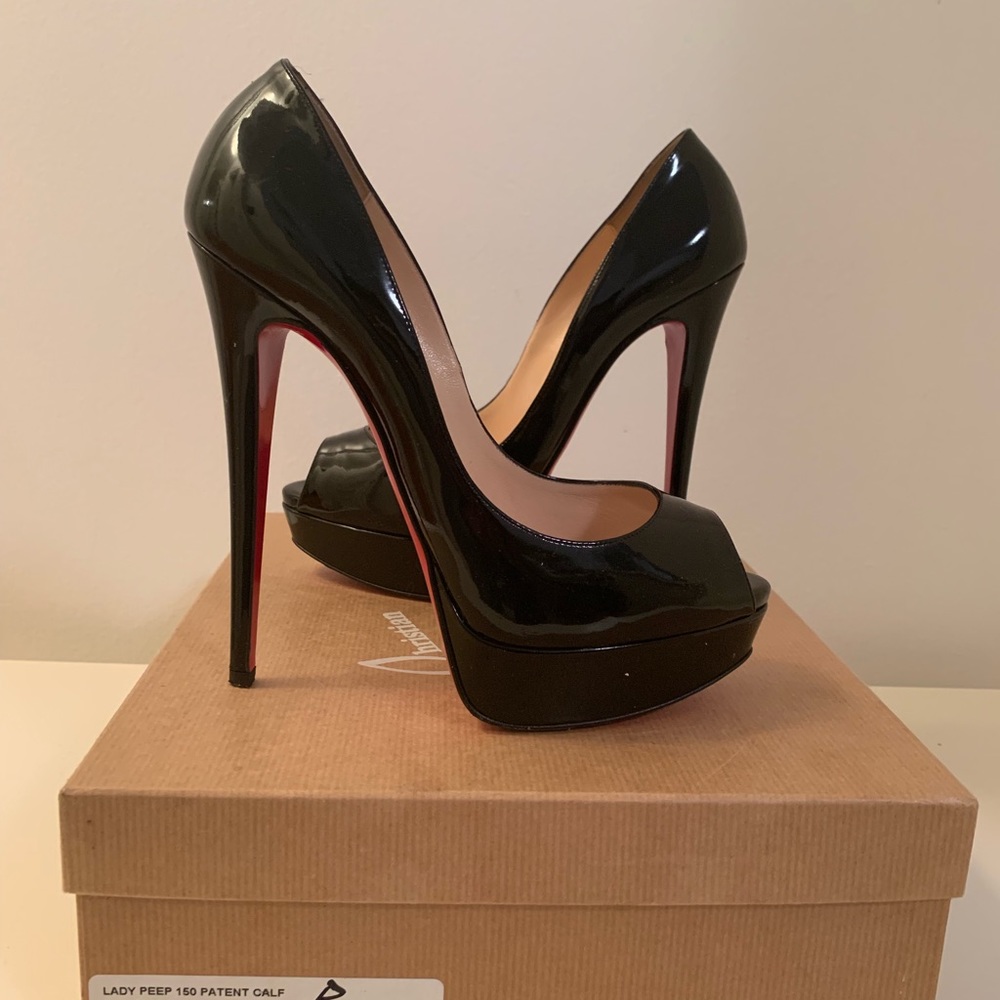 Christian Louboutin Lady Peep Black Paten Leather
